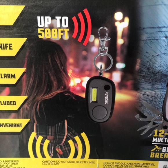 ZERODARK 5pc Tactical Stainless Steel Multi Tool Flashlight w/ 2 panic keychain - Picture 7 of 7